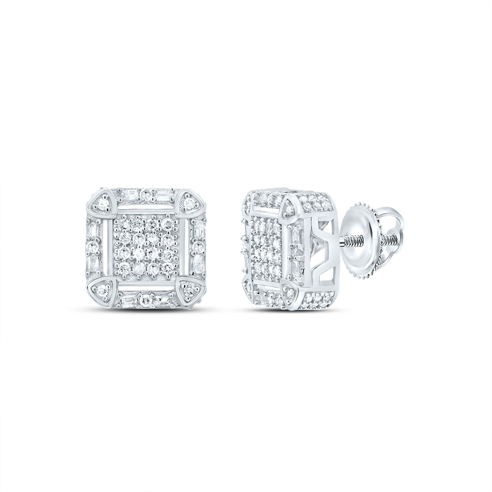 Sterling Silver 3/8 Cttw Diamond Stud Earring