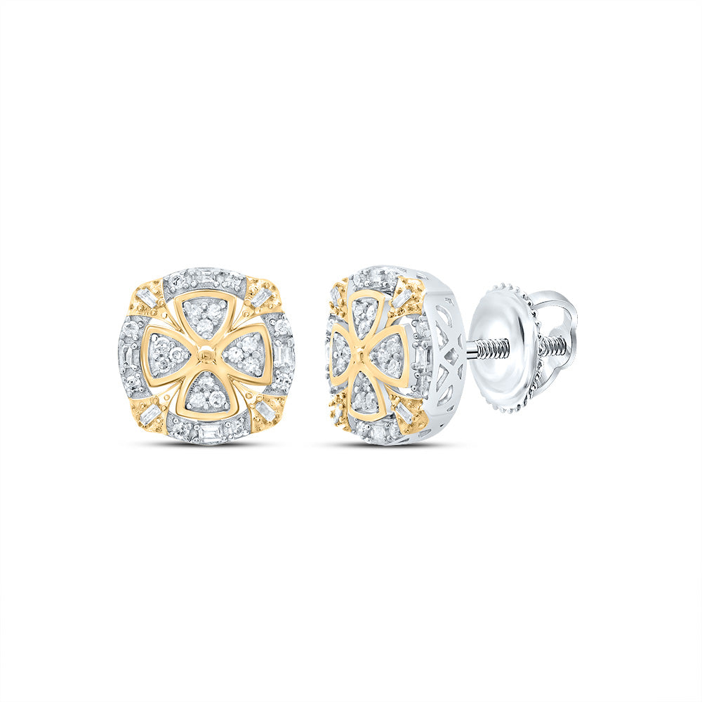 Sterling Silver 1/4 Cttw Diamond Cushion Stud Earring