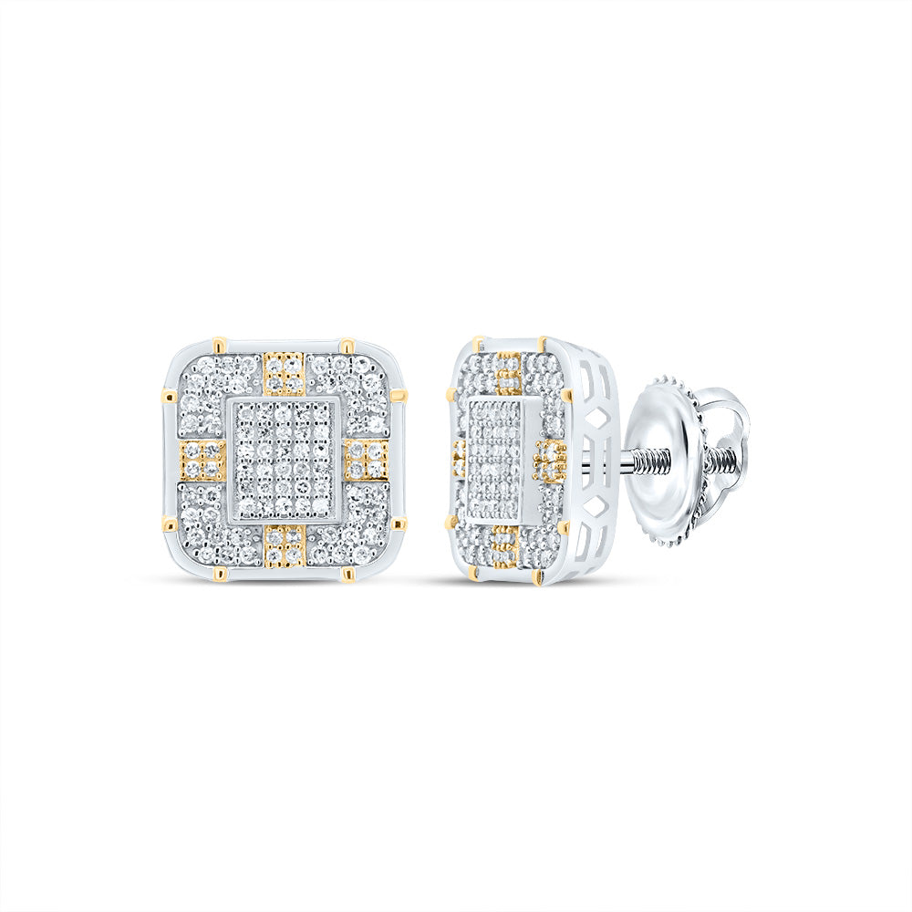 Sterling Silver 1/2 Cttw Diamond Cushion Stud Earring