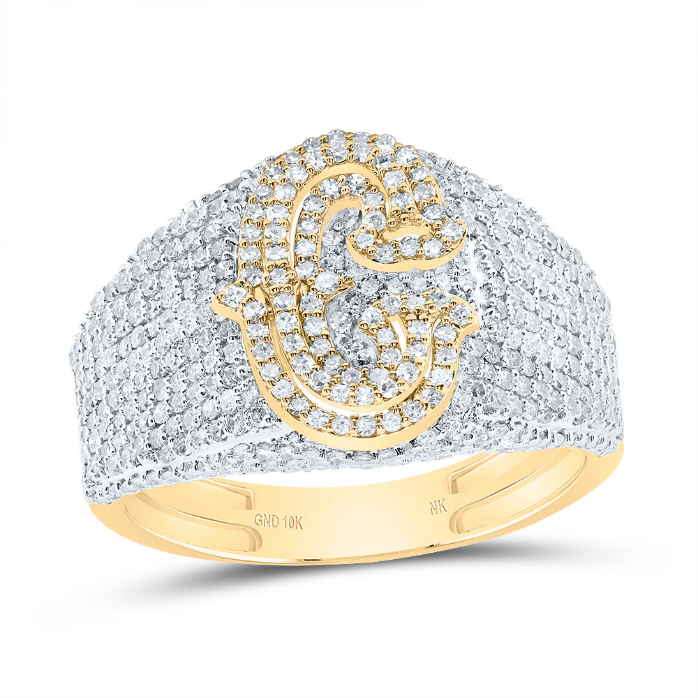 10kt Yellow Gold Diamond Initial Men's Ring