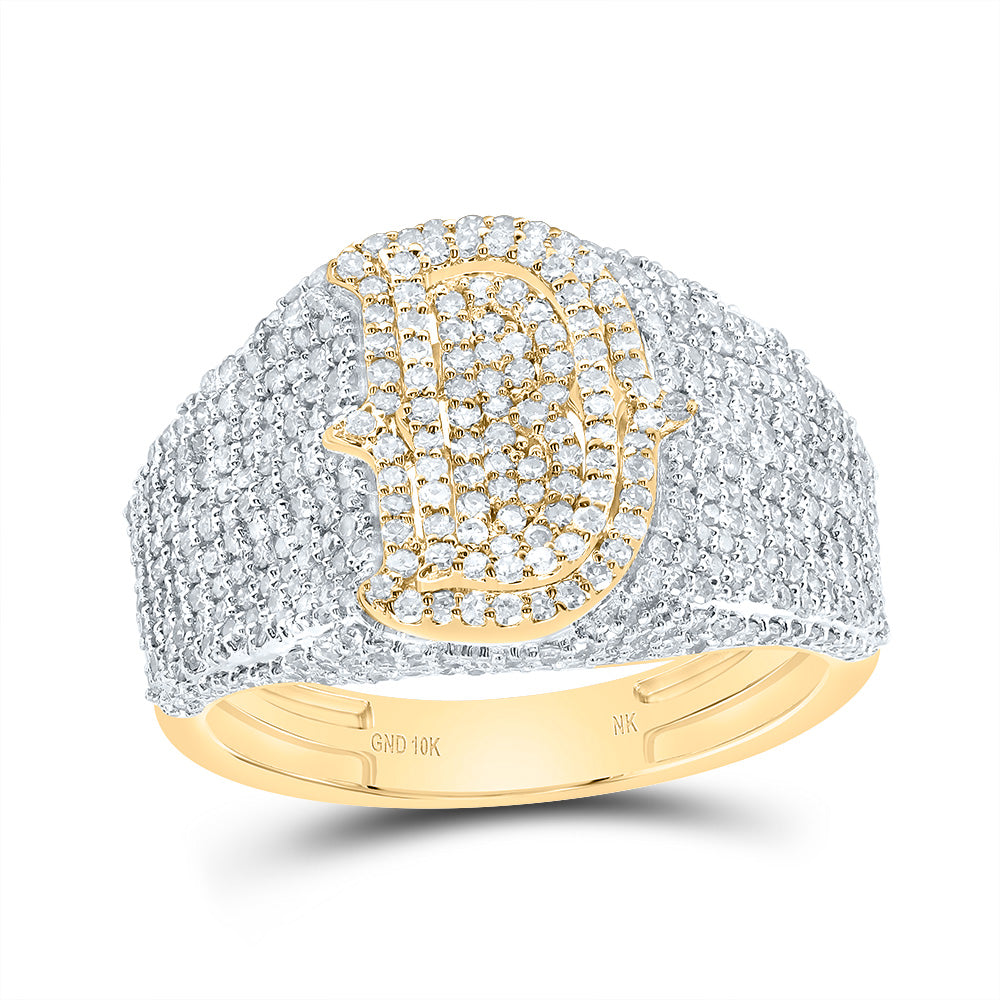 10kt Yellow Gold Diamond Initial Men's Ring