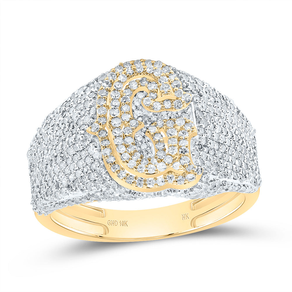 10kt Yellow Gold Diamond Initial Men's Ring