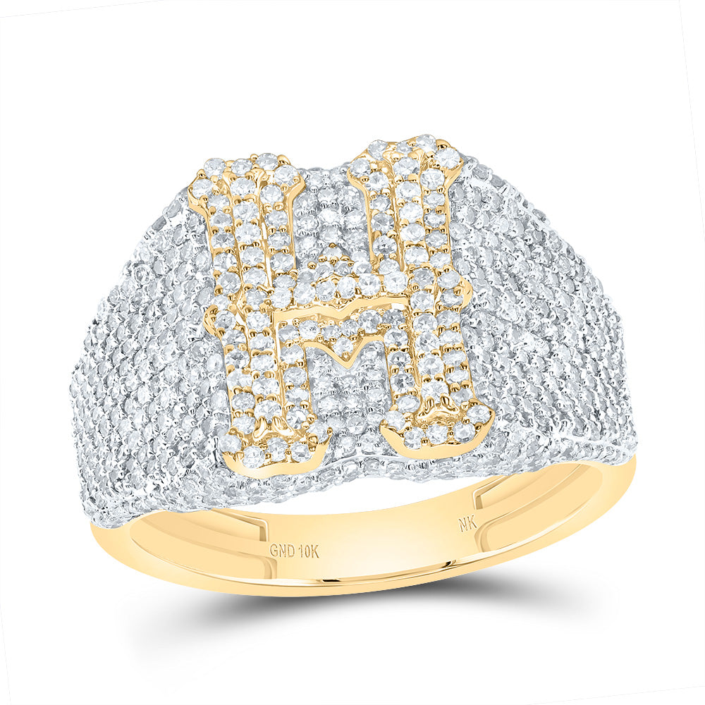 10kt Yellow Gold Diamond Initial Men's Ring