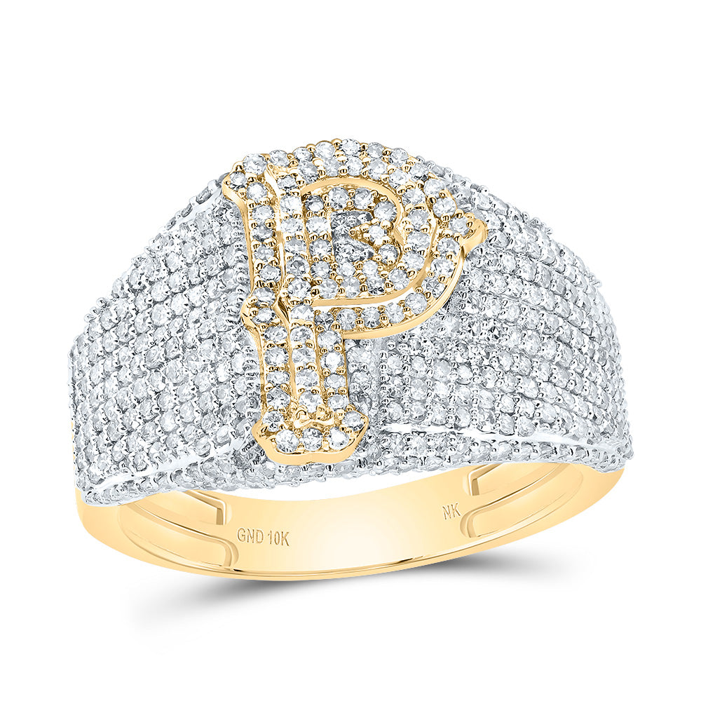 10kt Yellow Gold Diamond Initial Men's Ring