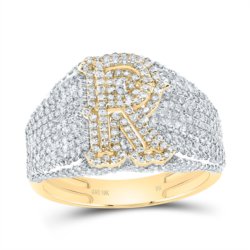 10kt Yellow Gold Diamond Initial Men's Ring