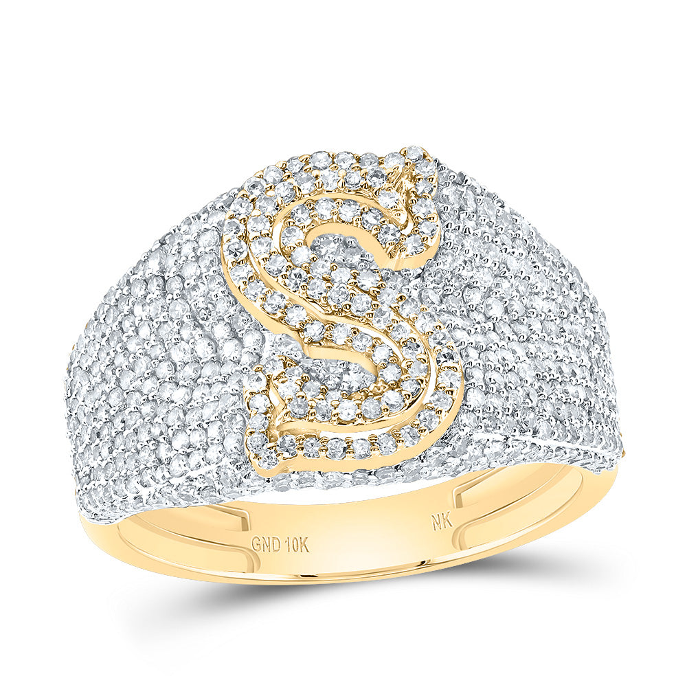 10kt Yellow Gold Diamond Initial Men's Ring