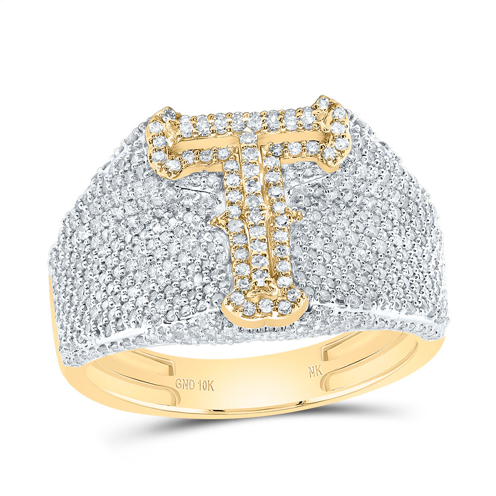 10kt Yellow Gold Diamond Initial Men's Ring