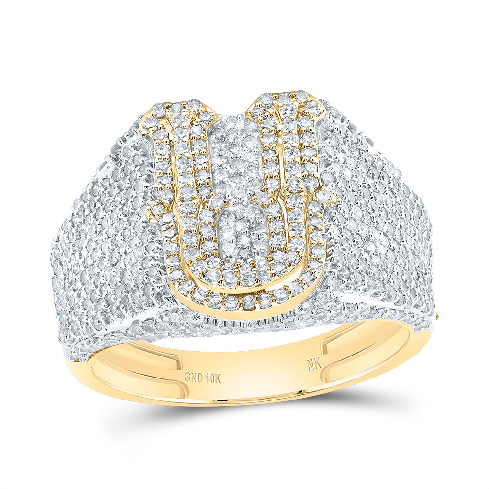 10kt Yellow Gold Diamond Initial Men's Ring