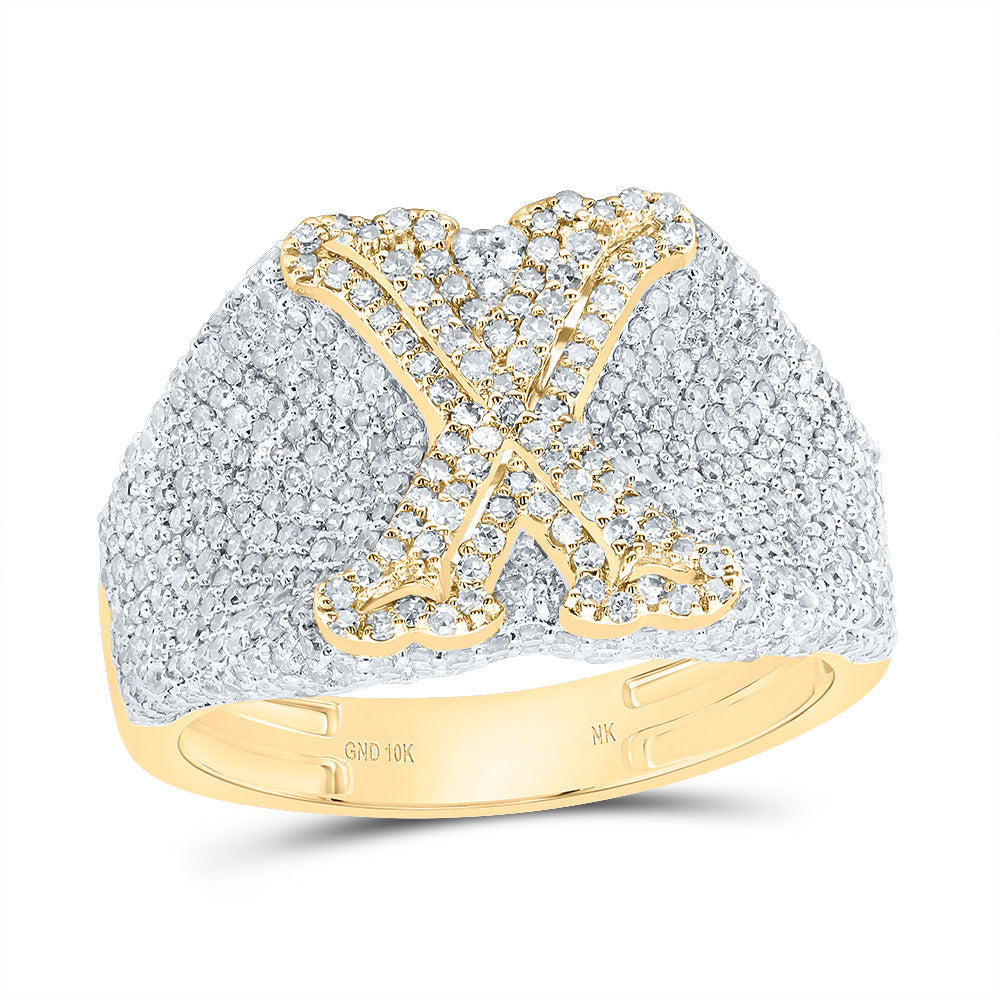 10kt Yellow Gold Diamond Initial Men's Ring