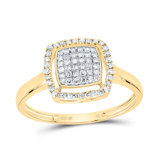 10kt Yellow Gold 1/4 Cttw Diamond Fashion Cushion Wedding Engagement Anniversary Ring, Women Size: 5-9