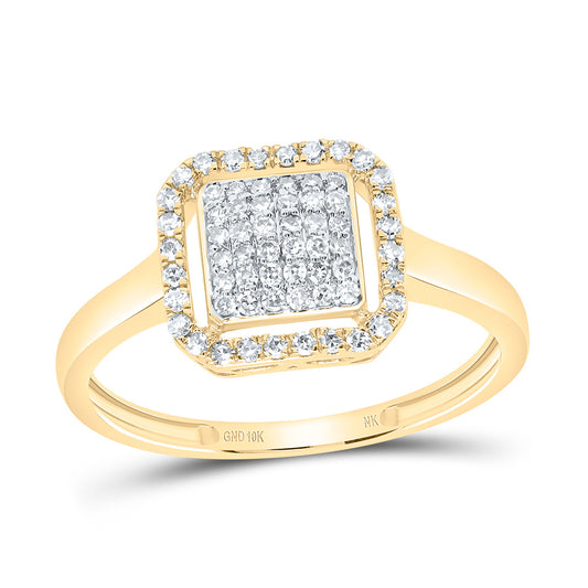 10kt Yellow Gold 1/4 Cttw Diamond Fashion Cushion Wedding Engagement Anniversary Ring, Women Size: 5-9