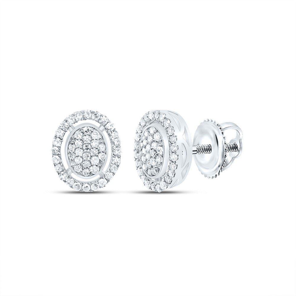 10kt White Gold 1/3 Cttw Diamond Fashion Oval Earring