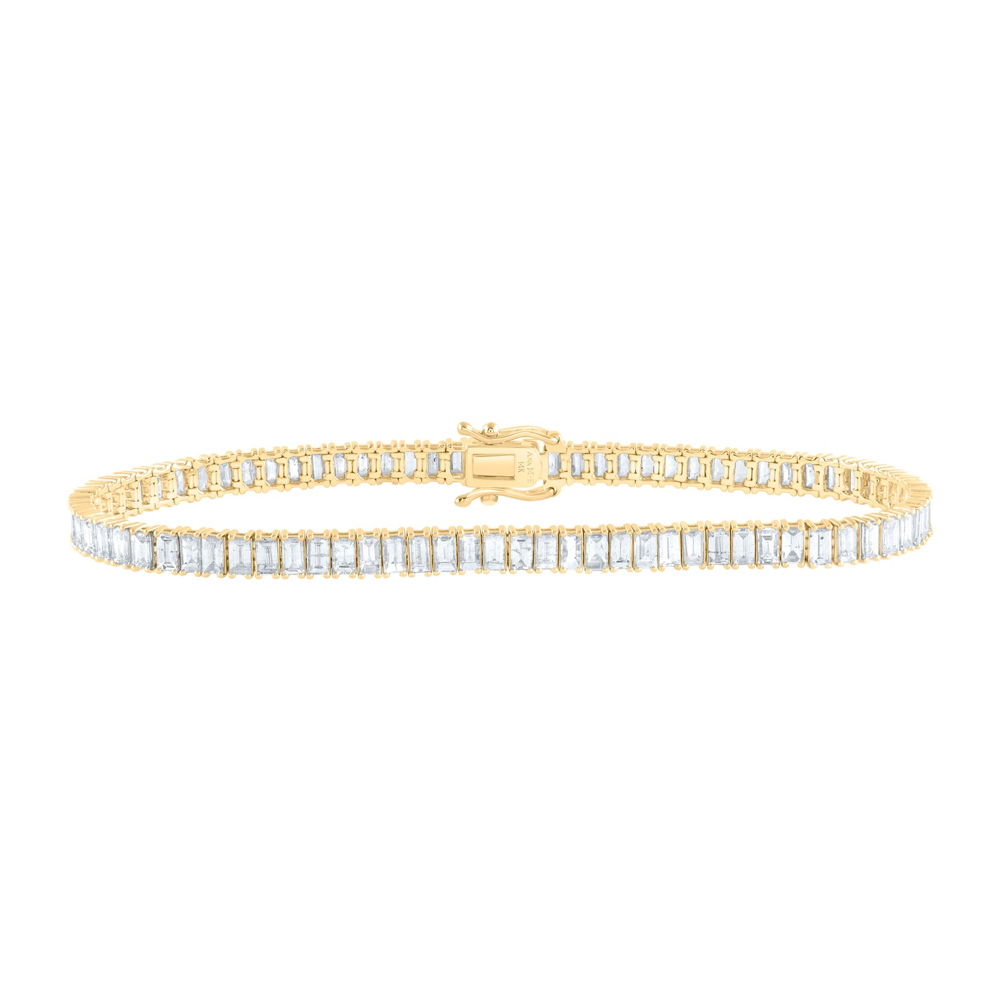 14K Yellow or White Gold 6 5/8 Ctw Diamond Elite Fashion Baguette Tennis Bracelet (7 Inch)