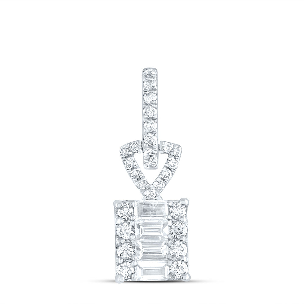 14kt White Gold 3/8 Cttw Diamond Fashion Emerald Pendant