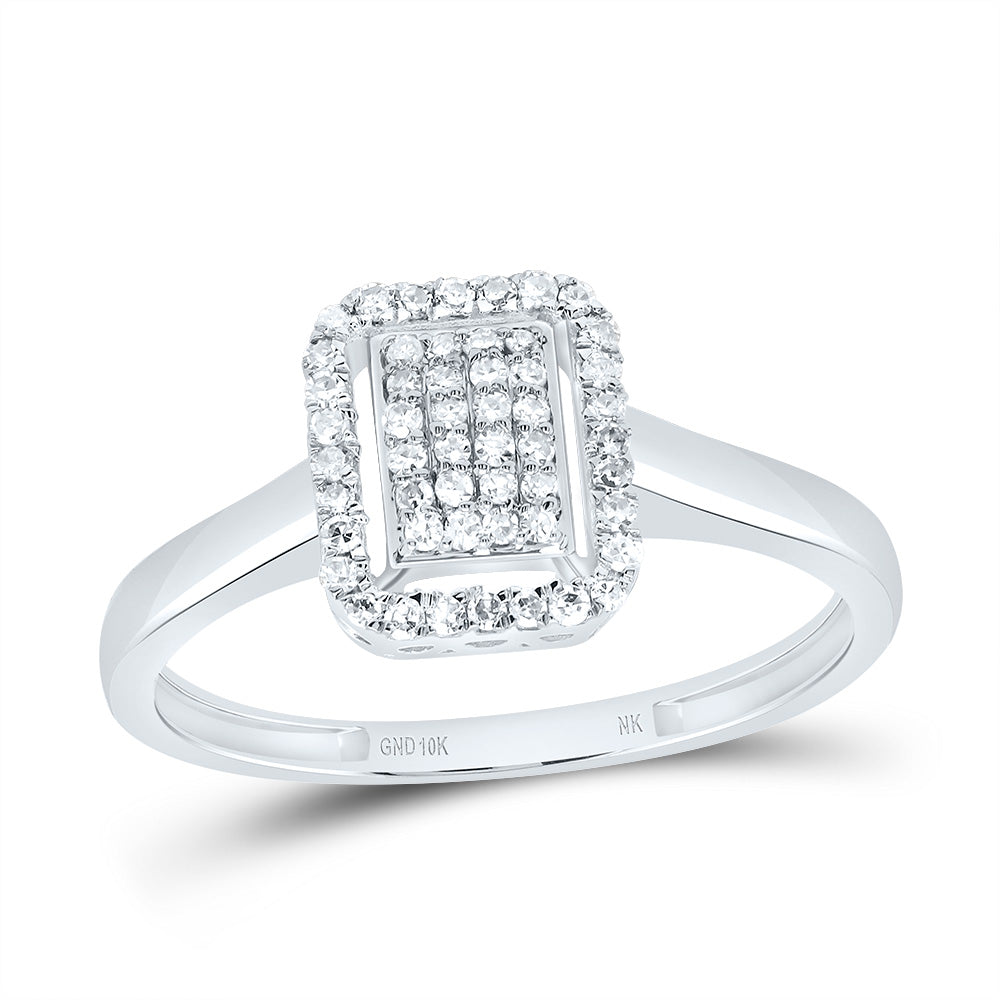 10kt White Gold 1/5 Cttw Diamond Fashion Emerald Wedding Engagement Anniversary Ring, Women Size: 5-9