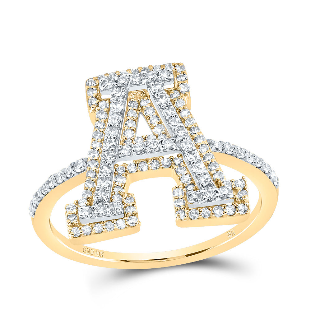 10kt Yellow Or Rose Gold Diamond Fashion Initial Ladies Wedding Engagement Anniversary Ring