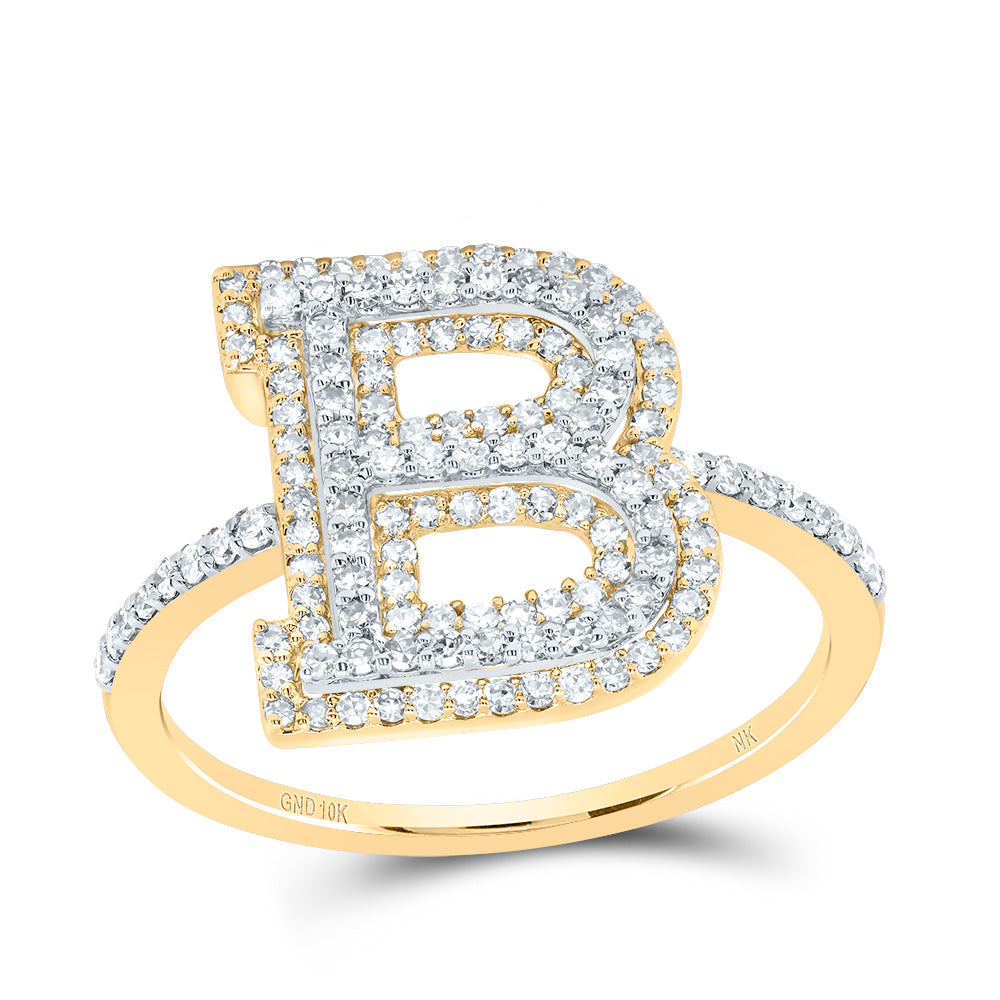 10kt Yellow Or Rose Gold Diamond Fashion Initial Ladies Wedding Engagement Anniversary Ring