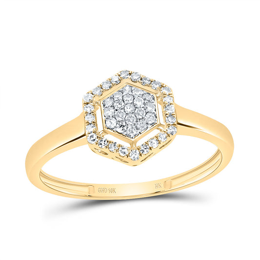 10kt Yellow Gold 1/6 Cttw Diamond Fashion Hexagon Wedding Engagement Anniversary Ring, Women Size: 5-9