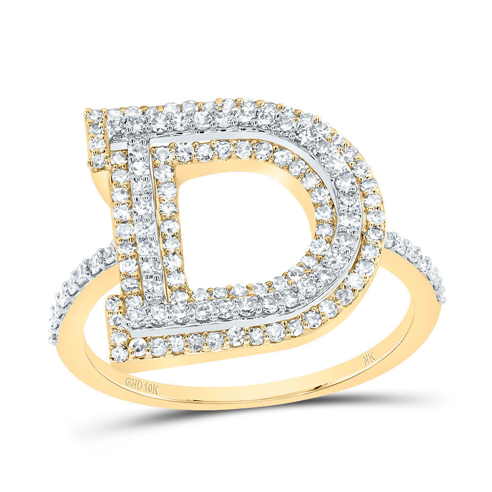 10kt Yellow Or Rose Gold Diamond Fashion Initial Ladies Wedding Engagement Anniversary Ring