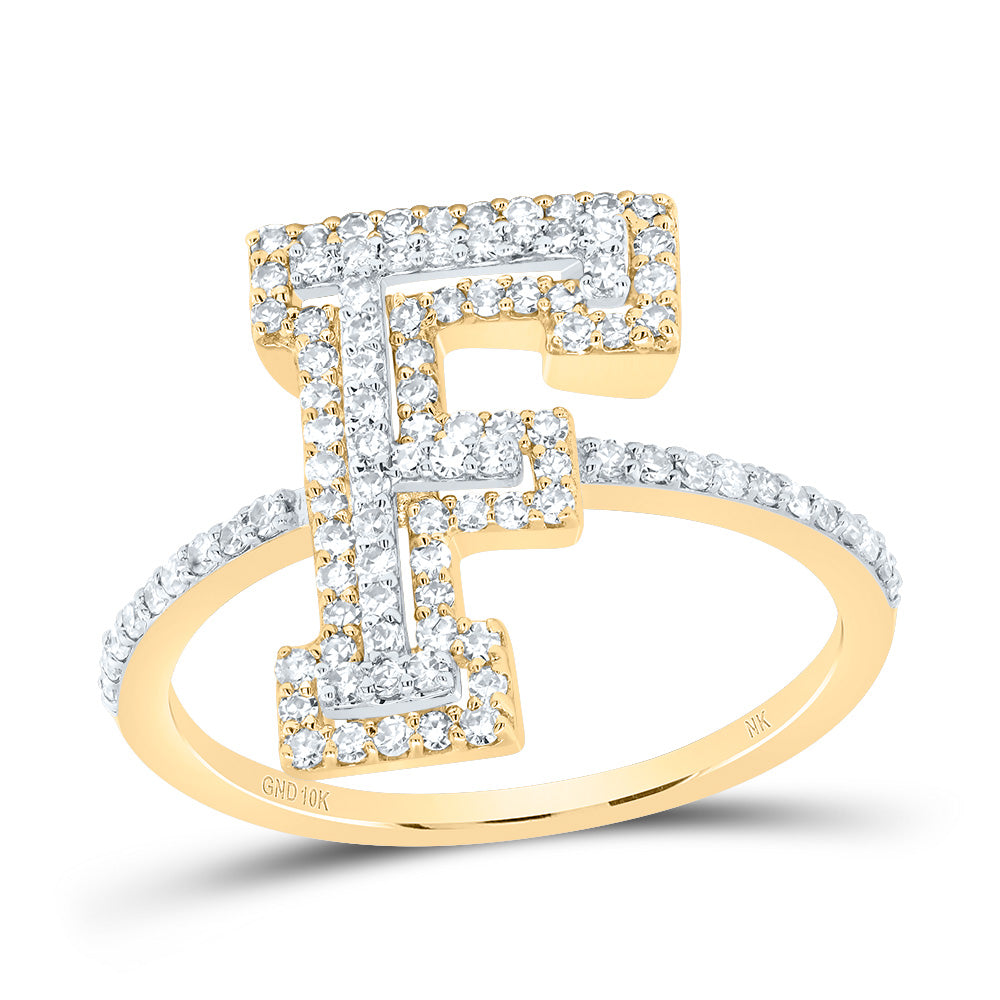 10kt Yellow Or Rose Gold Diamond Fashion Initial Ladies Wedding Engagement Anniversary Ring