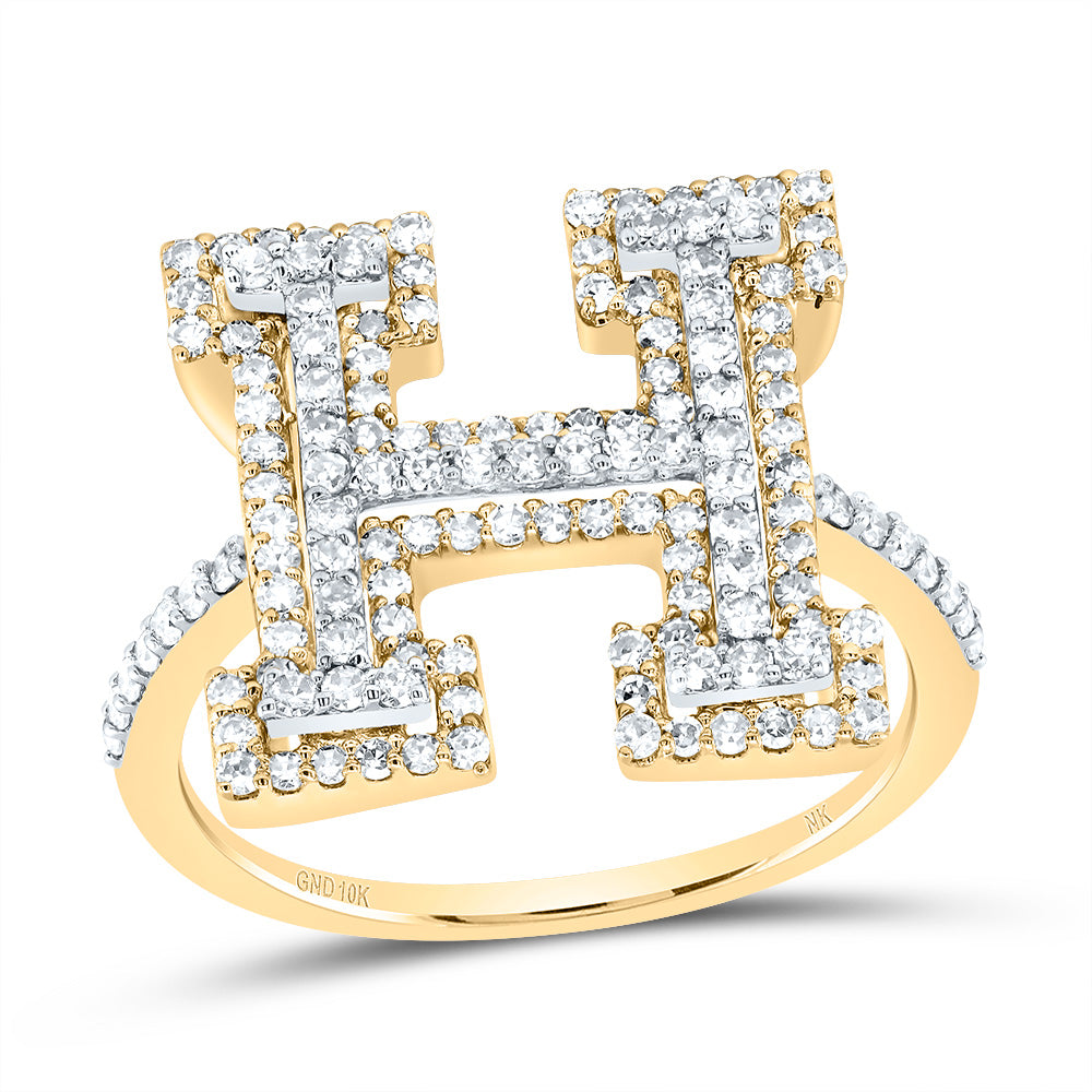 10kt Yellow Or Rose Gold Diamond Fashion Initial Ladies Wedding Engagement Anniversary Ring