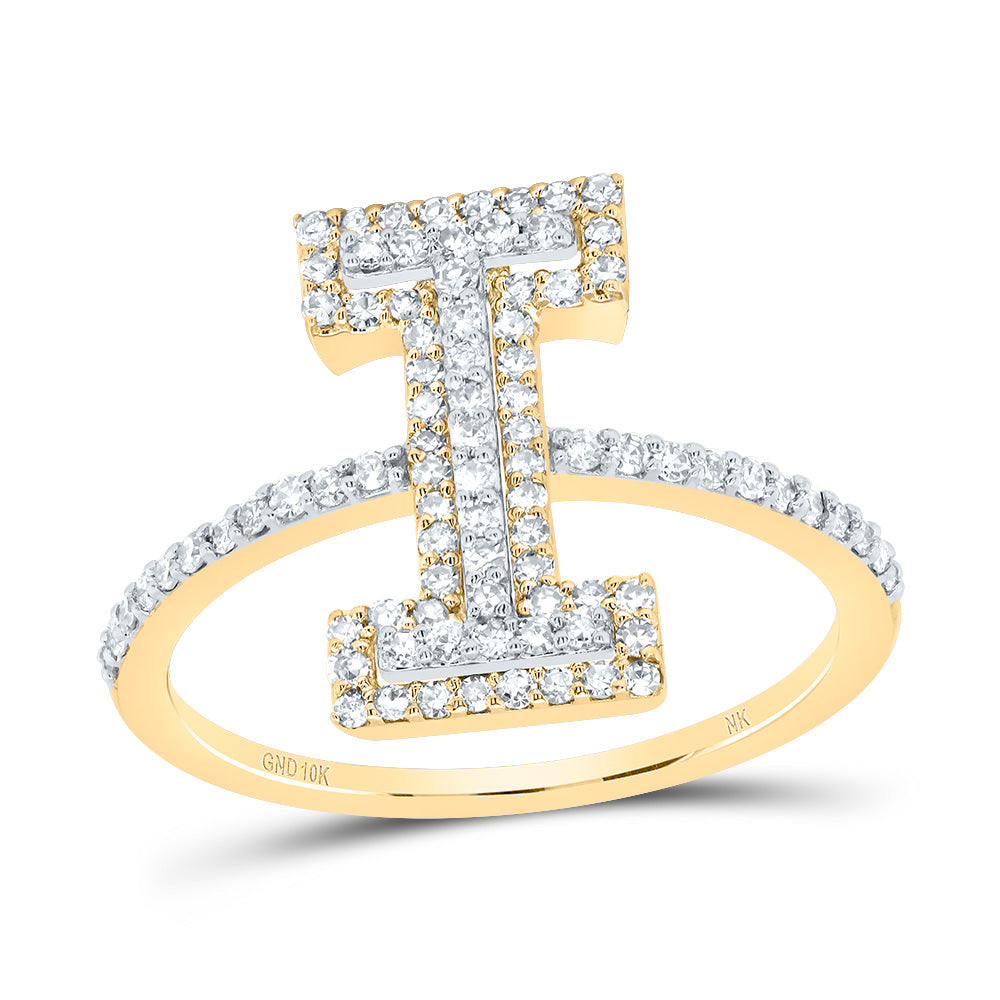 10kt Yellow Or Rose Gold Diamond Fashion Initial Ladies Wedding Engagement Anniversary Ring