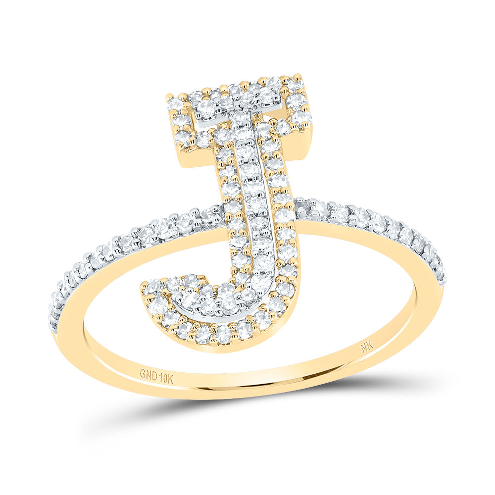 10kt Yellow Or Rose Gold Diamond Fashion Initial Ladies Wedding Engagement Anniversary Ring