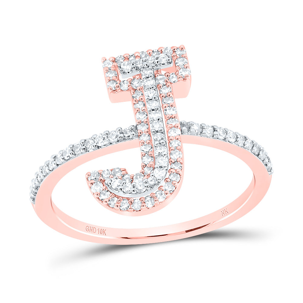 10kt Yellow Or Rose Gold Diamond Fashion Initial Ladies Wedding Engagement Anniversary Ring
