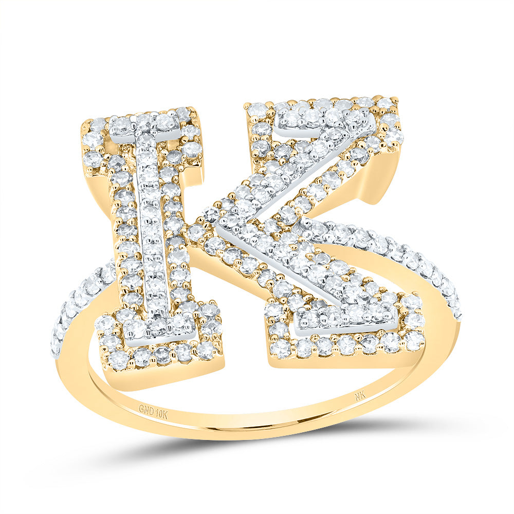 10kt Yellow Or Rose Gold Diamond Fashion Initial Ladies Wedding Engagement Anniversary Ring