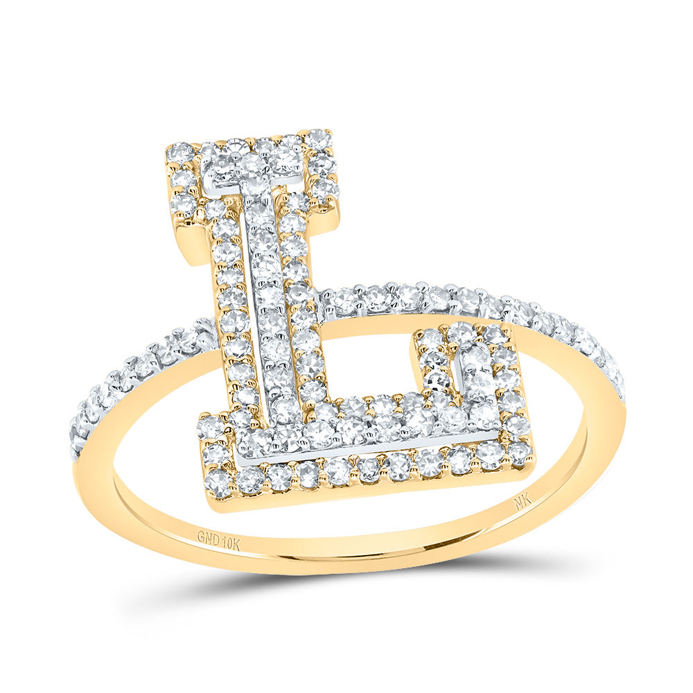 10kt Yellow Or Rose Gold Diamond Fashion Initial Ladies Wedding Engagement Anniversary Ring