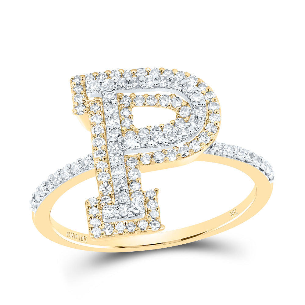 10kt Yellow Or Rose Gold Diamond Fashion Initial Ladies Wedding Engagement Anniversary Ring