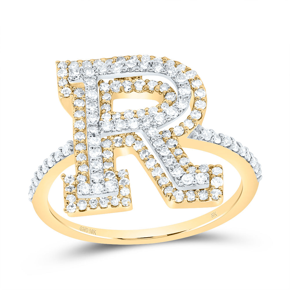 10kt Yellow Or Rose Gold Diamond Fashion Initial Ladies Wedding Engagement Anniversary Ring