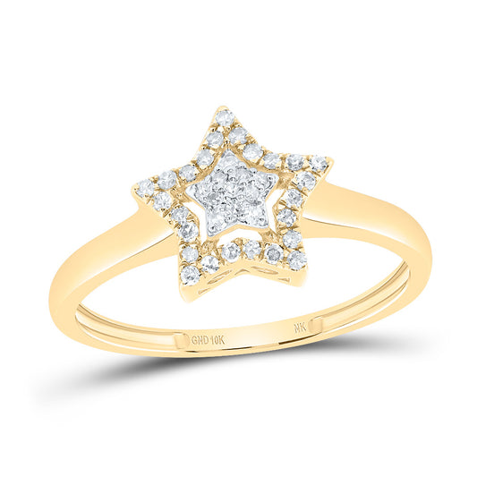 10kt Yellow Gold 1/8 Cttw Diamond Fashion Star Wedding Engagement Anniversary Ring, Women Size: 5-9