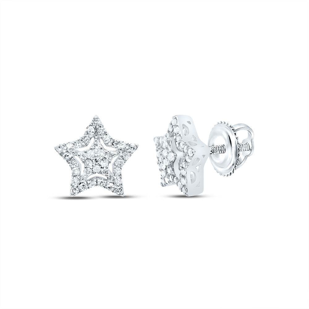 10kt White Gold 1/4 Cttw Diamond Fashion Star Stud Earring