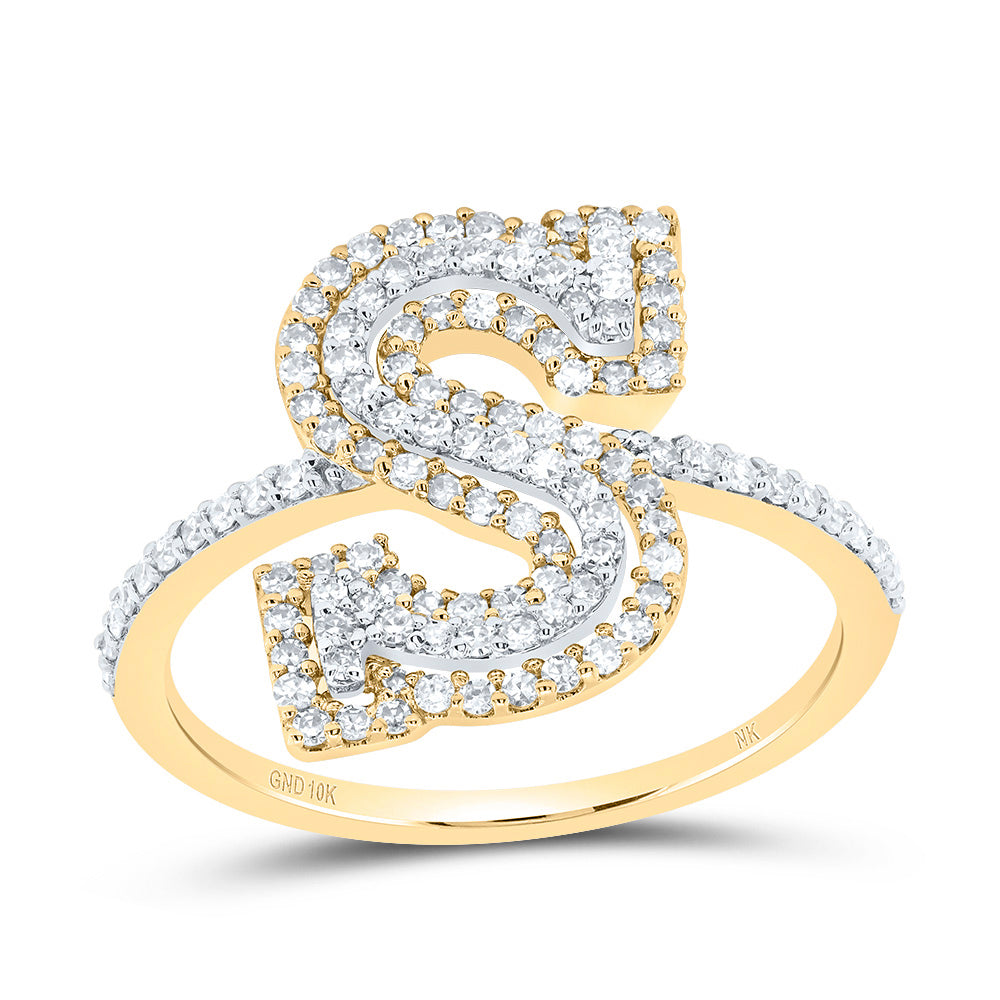 10kt Yellow Or Rose Gold Diamond Fashion Initial Ladies Wedding Engagement Anniversary Ring