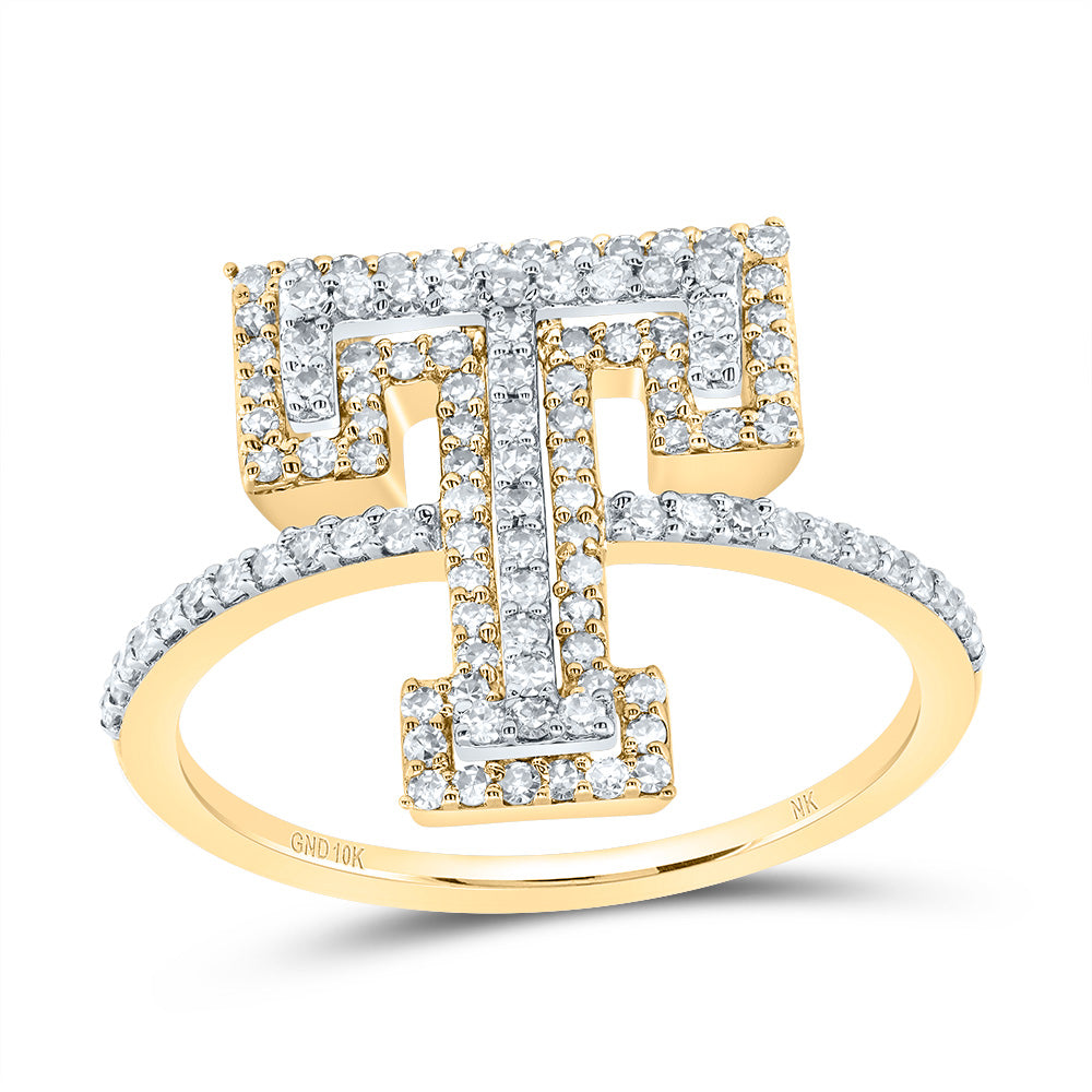 10kt Yellow Or Rose Gold Diamond Fashion Initial Ladies Wedding Engagement Anniversary Ring