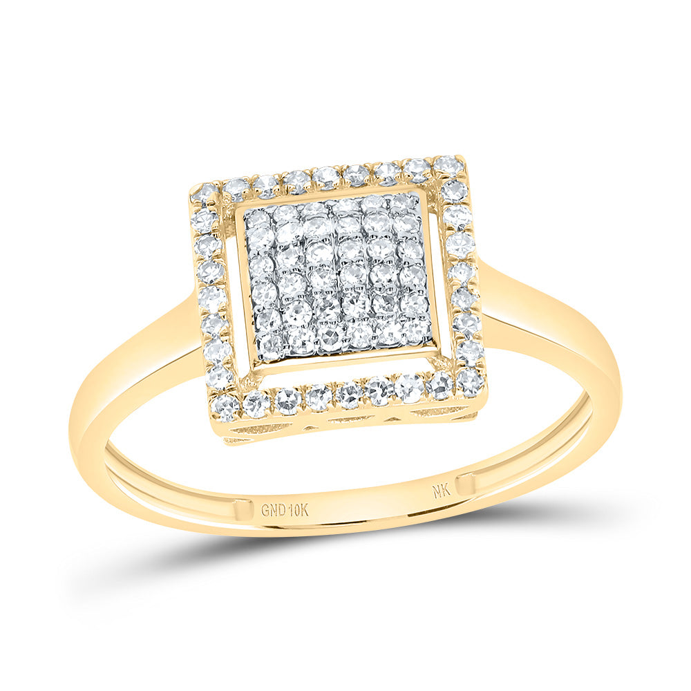 10kt Yellow Gold 1/4 Cttw Diamond Fashion Square Wedding Engagement Anniversary Ring, Women Size: 5-9