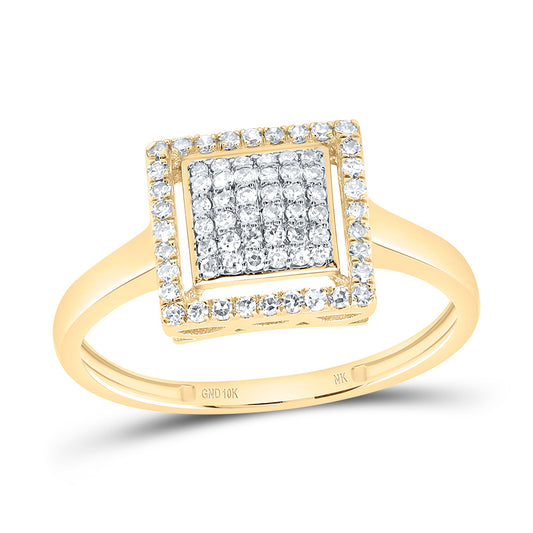 10kt Yellow Gold 1/4 Cttw Diamond Fashion Square Wedding Engagement Anniversary Ring, Women Size: 5-9