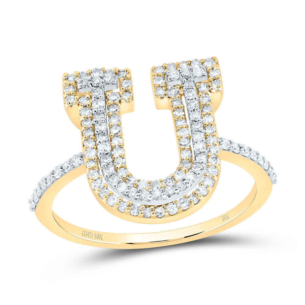 10kt Yellow Or Rose Gold Diamond Fashion Initial Ladies Wedding Engagement Anniversary Ring