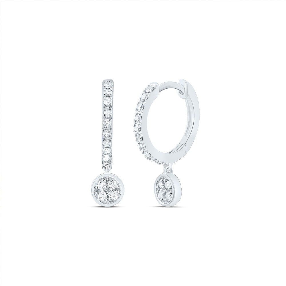 10kt White Gold 1/6 Cttw Diamond Round Dangling Earring