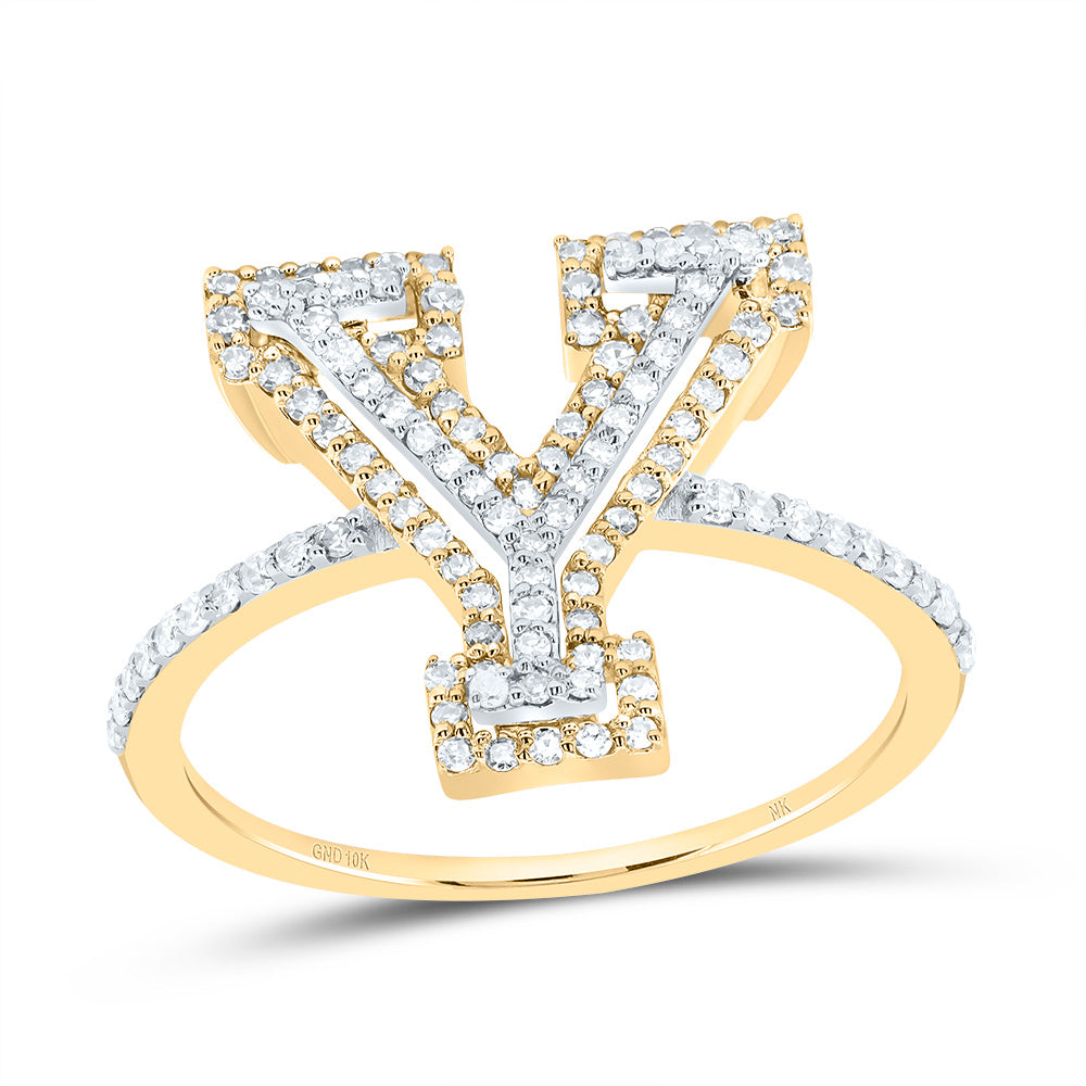 10kt Yellow Or Rose Gold Diamond Fashion Initial Ladies Wedding Engagement Anniversary Ring