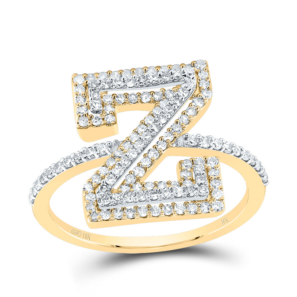 10kt Yellow Or Rose Gold Diamond Fashion Initial Ladies Wedding Engagement Anniversary Ring