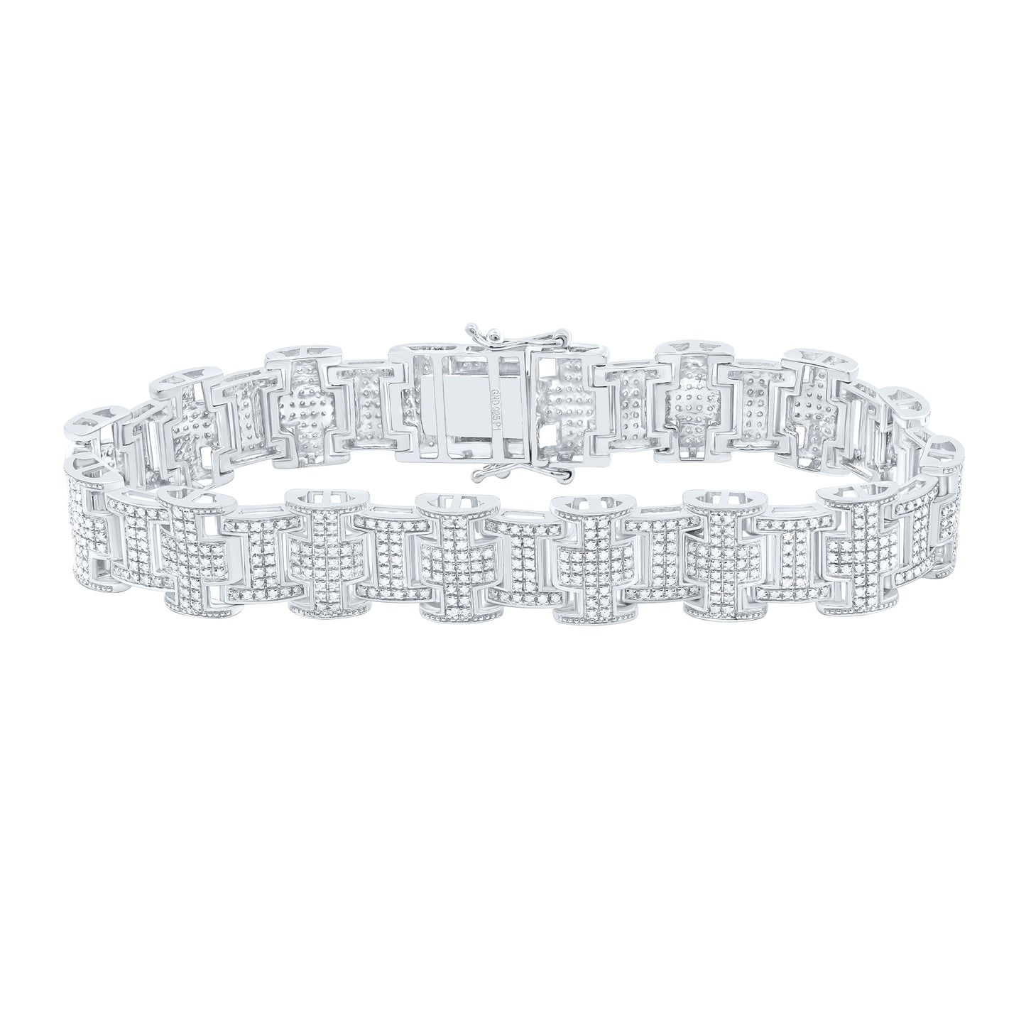 Sterling Silver 2 1/4 Cttw Diamond Men's Bracelet, Length: 8 Inch