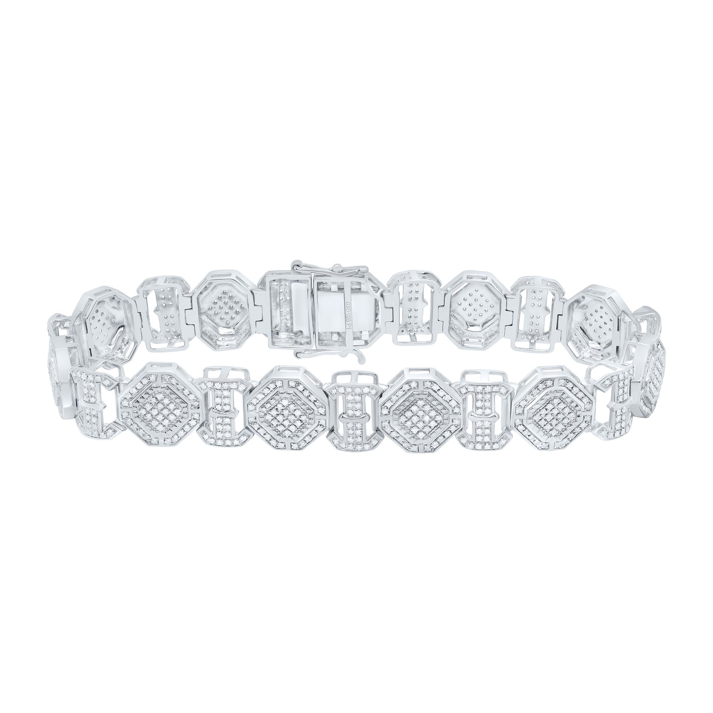 Sterling Silver 1 7/8 Cttw Diamond Men's Bracelet, Length: 8 Inch