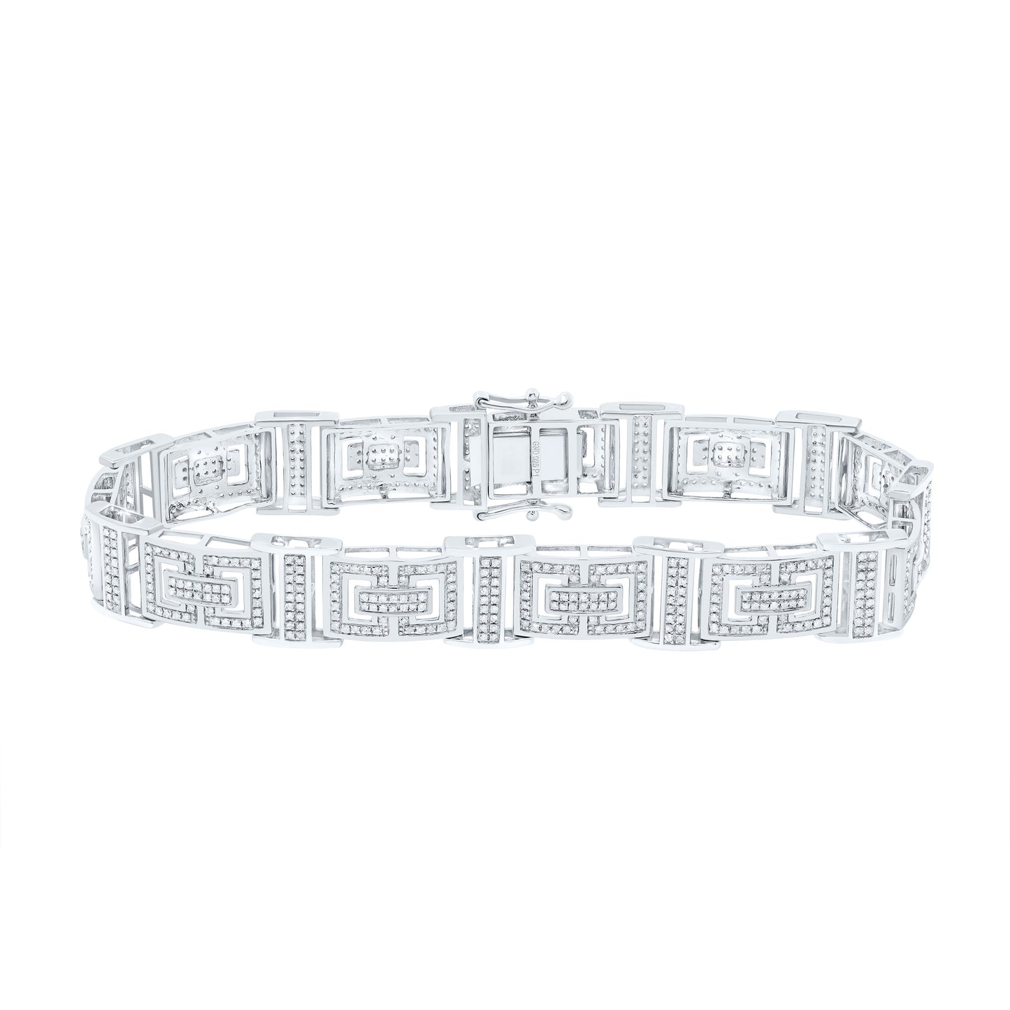 Sterling Silver 1 7/8 Cttw Diamond Men's Bracelet, Length: 8 Inch