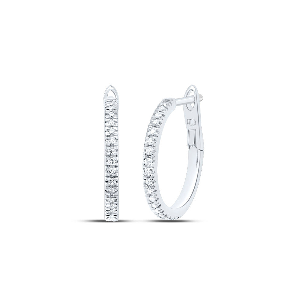 10kt White Gold 1/10 Cttw Diamond Fashion Hoop Earring
