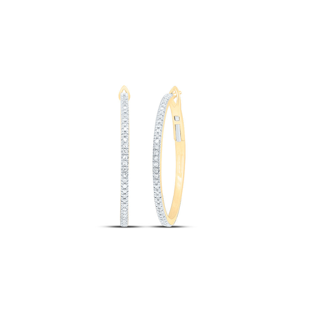 10kt Yellow Gold 1/5 Cttw Diamond Fashion Hoop Earring