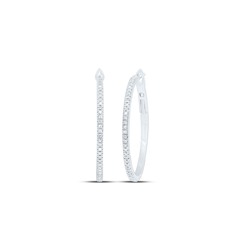 10kt White Gold 1/5 Cttw Diamond Fashion Hoop Earring