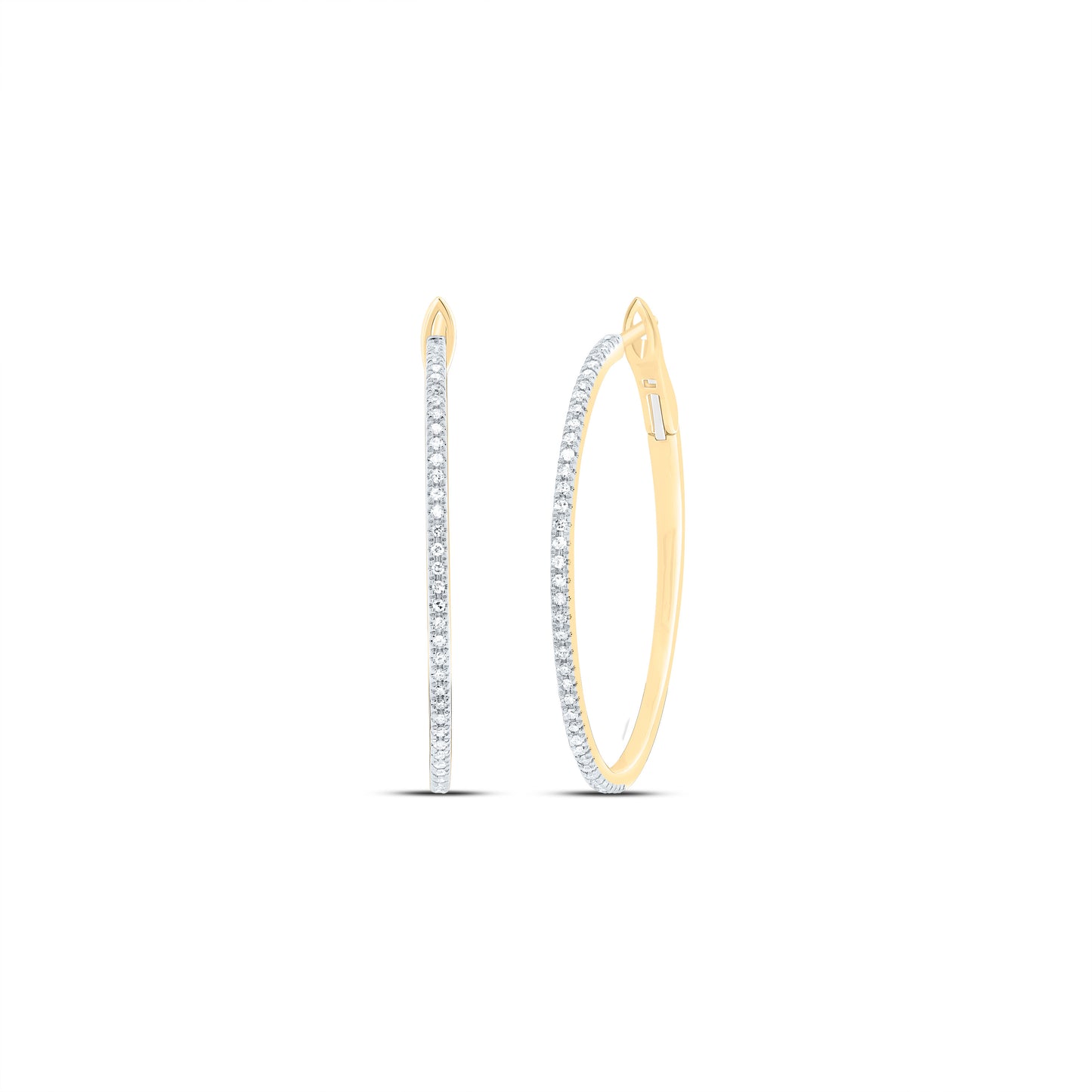 10kt Yellow Gold 1/3 Cttw Diamond Fashion Hoop Earring