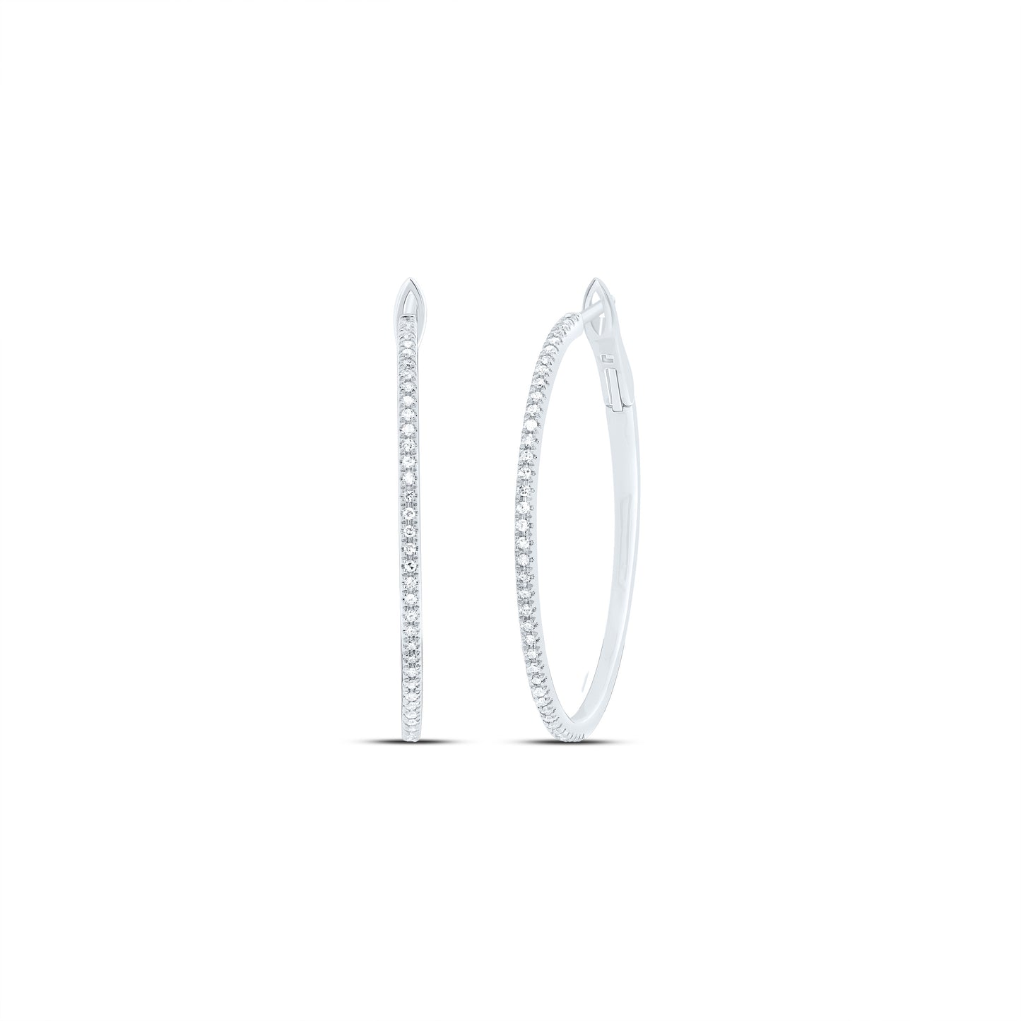 10kt White Gold 1/3 Cttw Diamond Fashion Hoop Earring
